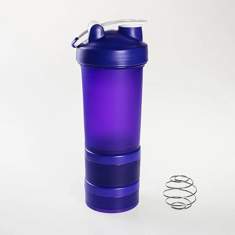 purple Горячие Новые протеиновые порошковый шейкер бутылки Весна шейкер тренажерный зал три слоя шейкер для протеина блендер бутылки GL53 - Цвет: purple