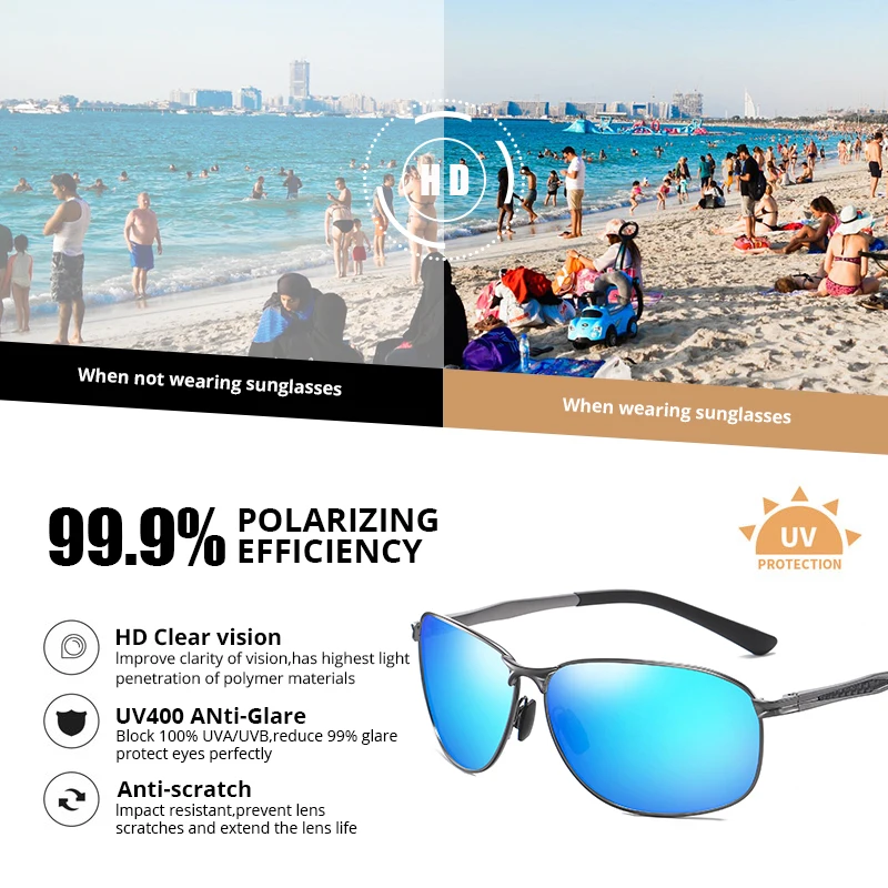 Очки солнцезащитные Мужские поляризационные прямоугольные из
