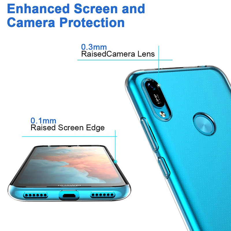 Прозрачный мобильный телефон чехлы для Huawei Y6/Y6 Pro/Y6 Prime 2019 Силиконовая задняя