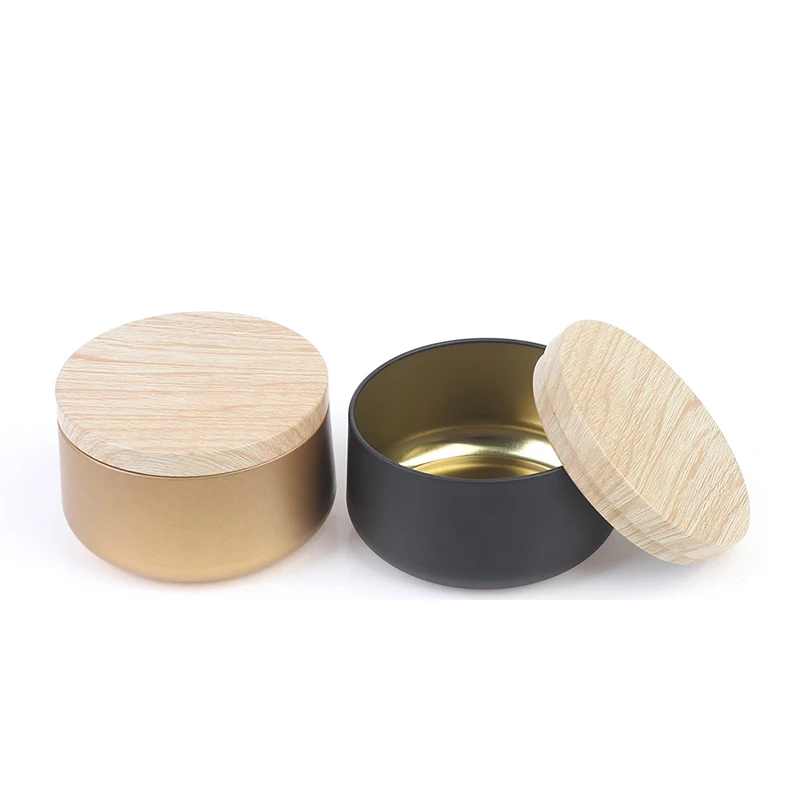 

Candle Jars Candle Box Tinplate Can Wood Grain Lids Cosmetic Pot Containers Empty Storage Box