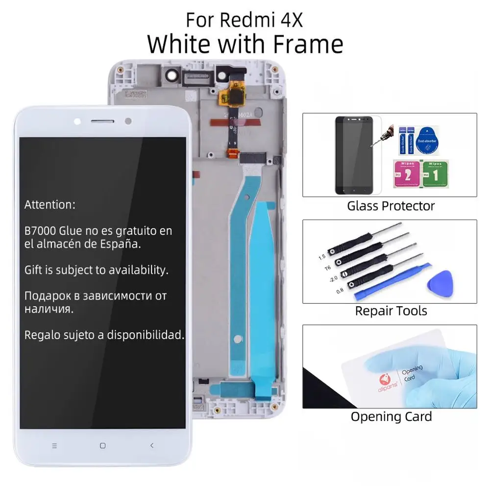 White with Frame Дисплей для XIAOMI Redmi 4X / 4x Pro / 4X Prime LCD в сборе с тачскрином на рамке 5.0'' Черный и белый золото - Цвет: White with Frame