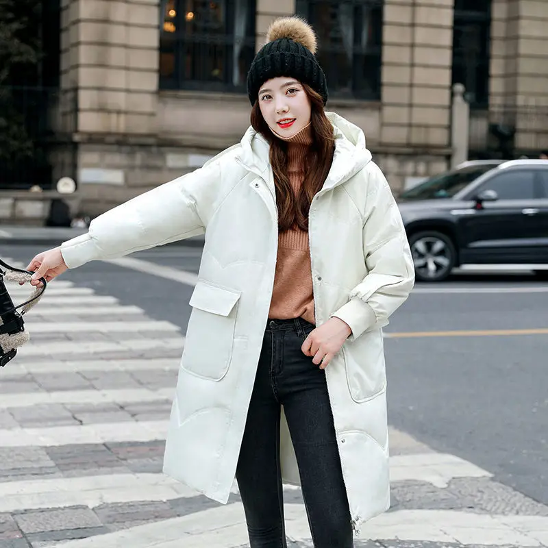 

2021 Winter White Duck Down Jacket Women Warm Long Coat