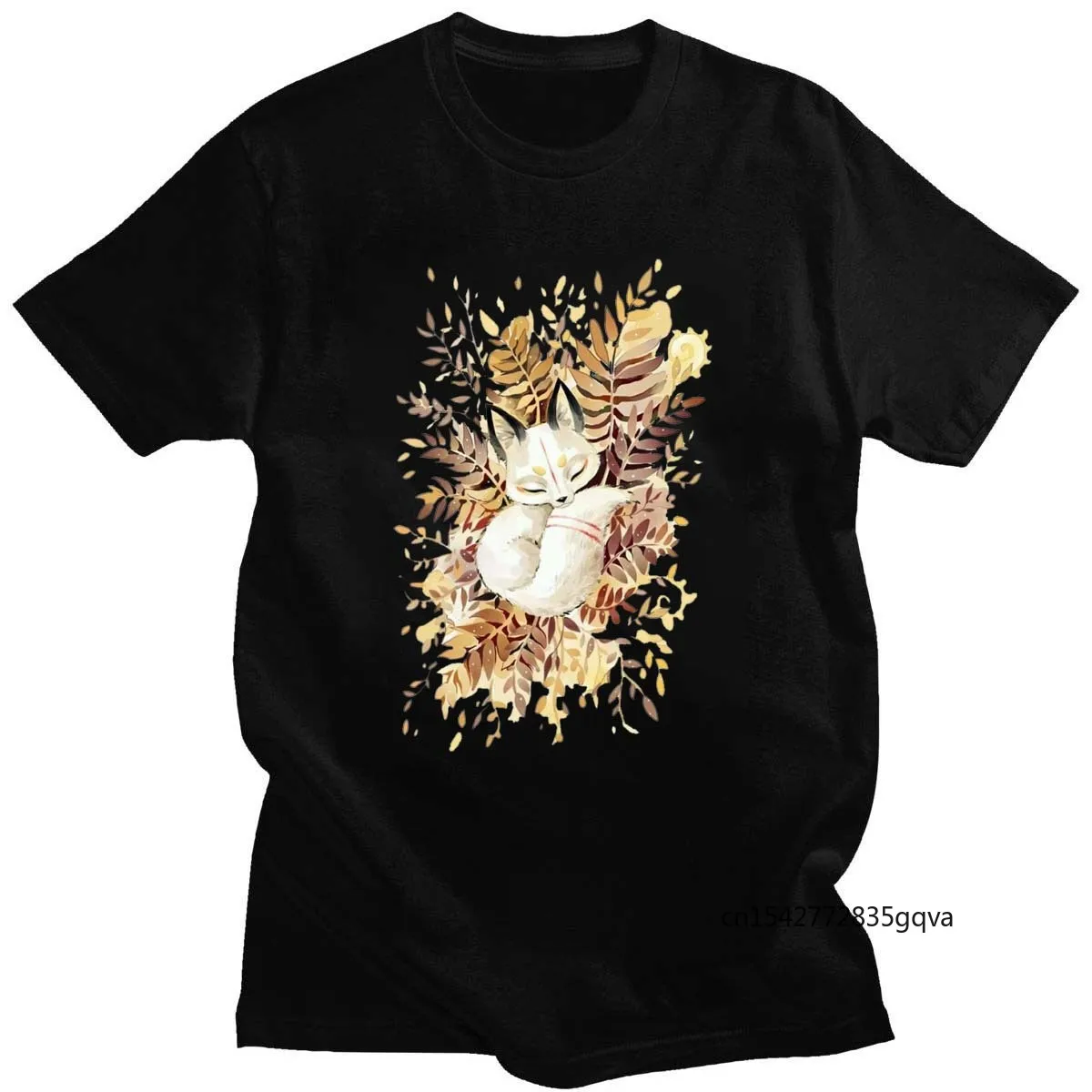 

Summer New Style Maple Fox Cartoon Print T-Shirt Fashion Cute Unisex Blouse Round Neck Short Sleeve Men Clothing