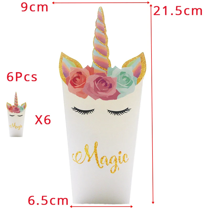 6pcs kraft paper WEIGAO Единорог подарочный сувенир для вечеринок сумки Единорог дизайн многоразовый подарок большая хозяйственная сумка Goodie подарок игрушка обработанные сумки для детей день рождения - Цвет: 6pcs kraft paper