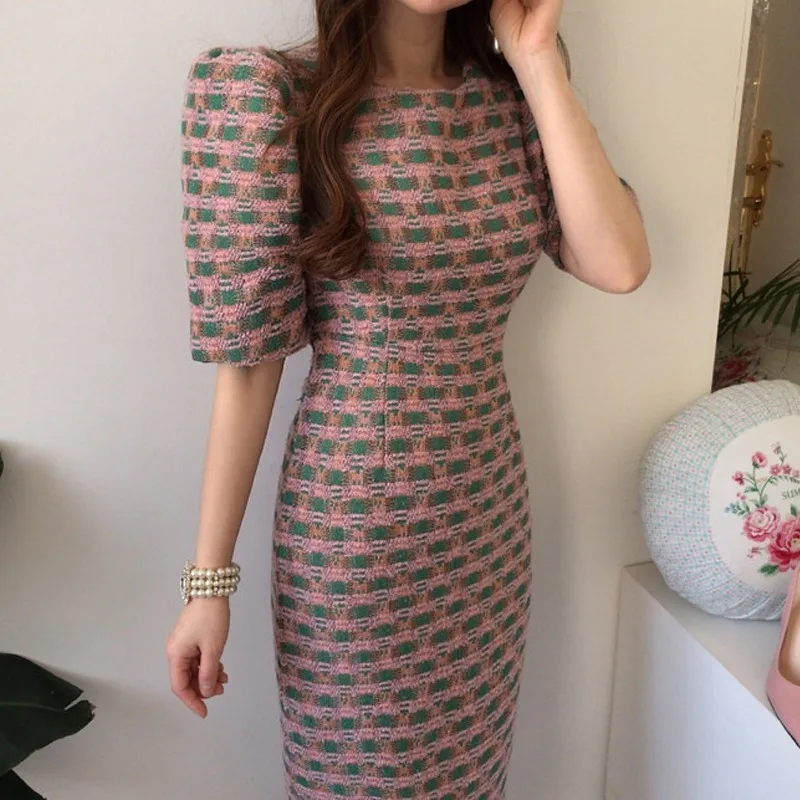 plaid tweed dress