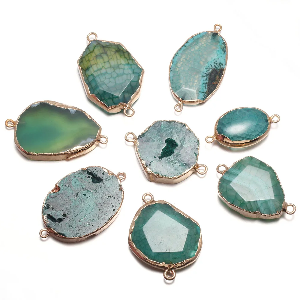 

Подвеска из натурального агата разъем нерегулярные Форма Соединитель с двумя отверстиями для изготовления ювелирных изделий для женщин ож...