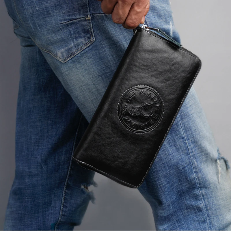 

RFID Anti-theft Brush Cowhide Men's Wallet Classic Clutch Bag Casual Business Large Capacity High Quality Purse Folder Bags
