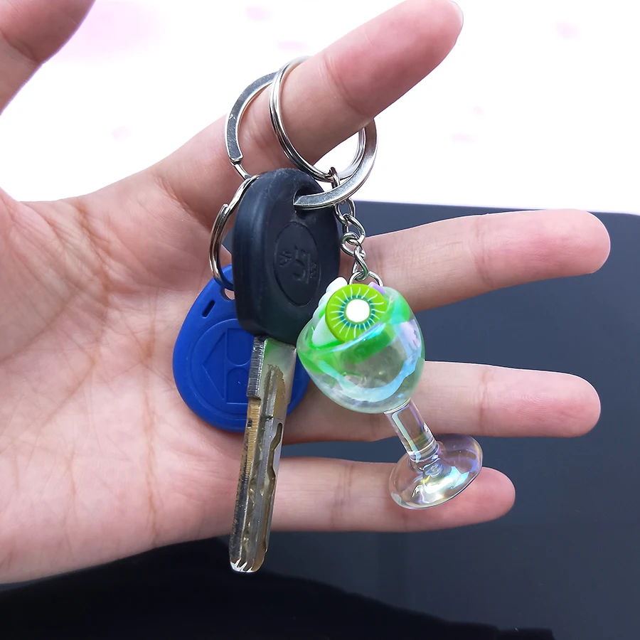 Acrylic Cute Keychain Ice Cream Pearl Milk Tea Drink Bottle Keyring Bag Pendant Couples Women Men Girl Gift Trinket Dropshipping