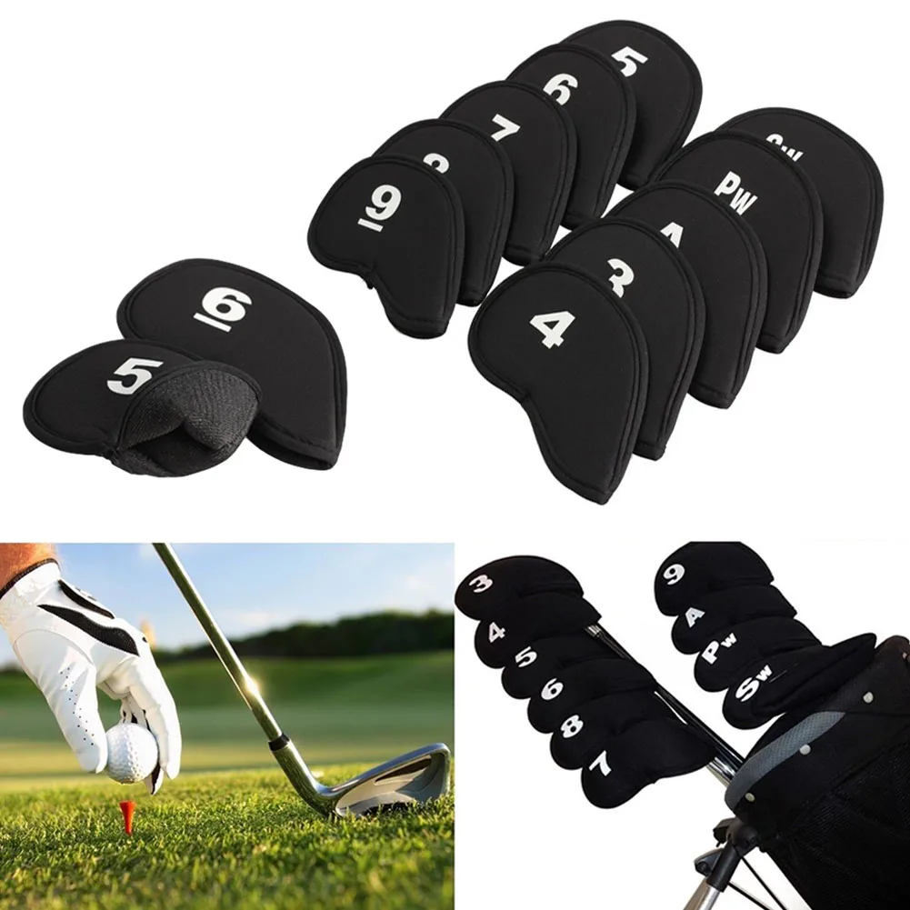 

10pcs Golf Head Cover Club Iron Putter Head Protector Set Neoprene Portable Golf Club Iron Head Covers Protector Golfs Head