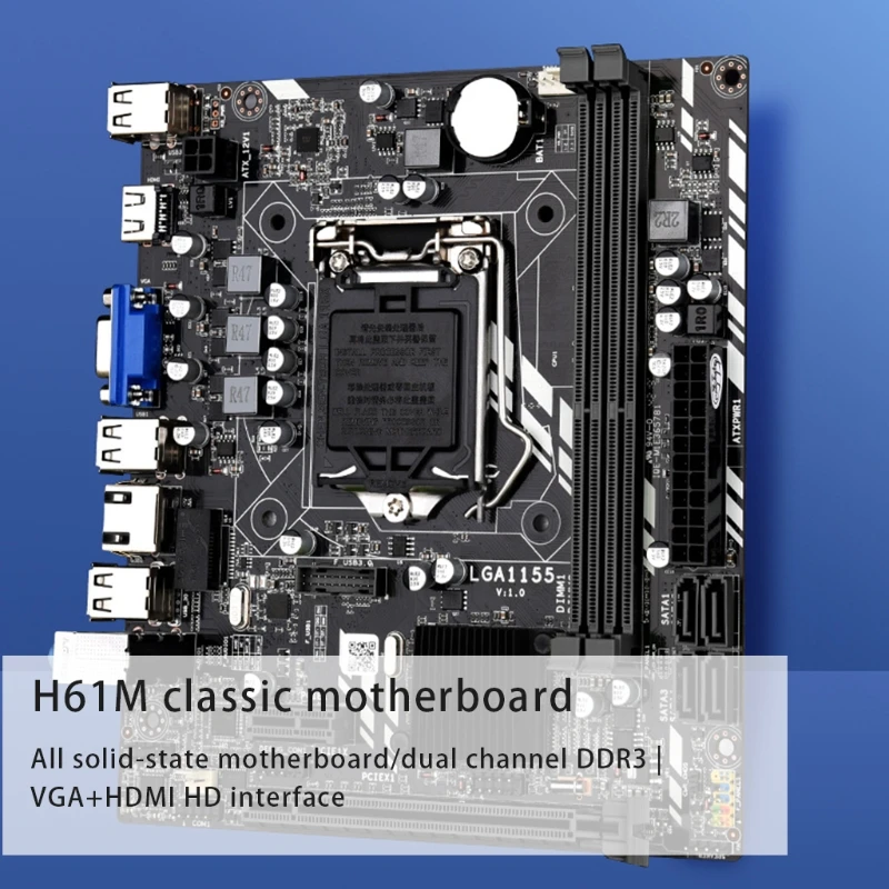 

H61 Lga1155 Ddr3, Vga, Hdmi, Sata2.0, USB2.0, Core i7, i5, i3