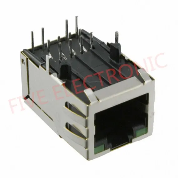 Коннектор Magjack J1012F21K RJ45 с 1 портом сквозное отверстие 10/100 Base TX AutoMDIX