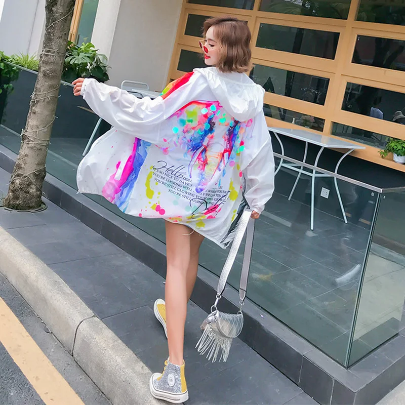 2019 осенние модные свободные пальто с капюшоном блестками женские шикарные