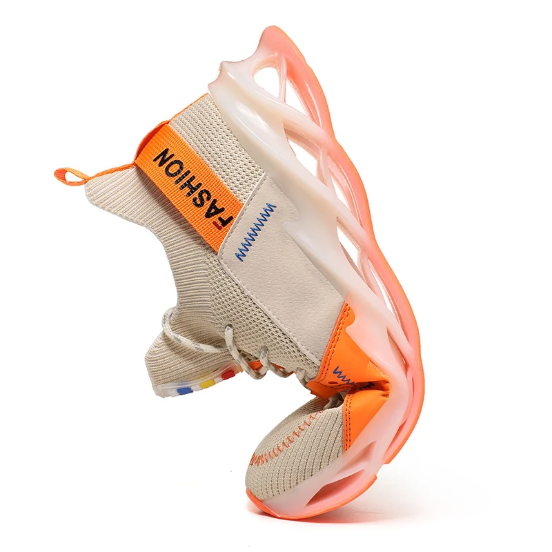 

Men's Running Shoes Breathable Flying Woven Sneakers Cushioning Unique Blade Sole Outdoor Athletic Jogging Sport Walking Shoes