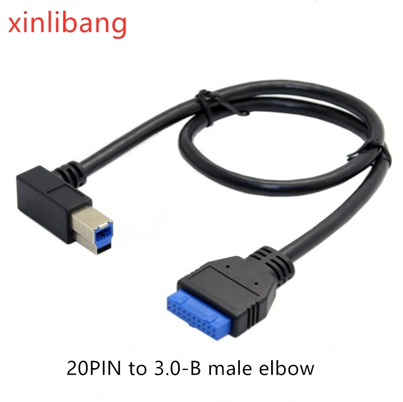 

90 градусов Угловой USB 3,0 B Тип папа к USB3.0 материнской плате 20-контактный разъем адаптера кабеля