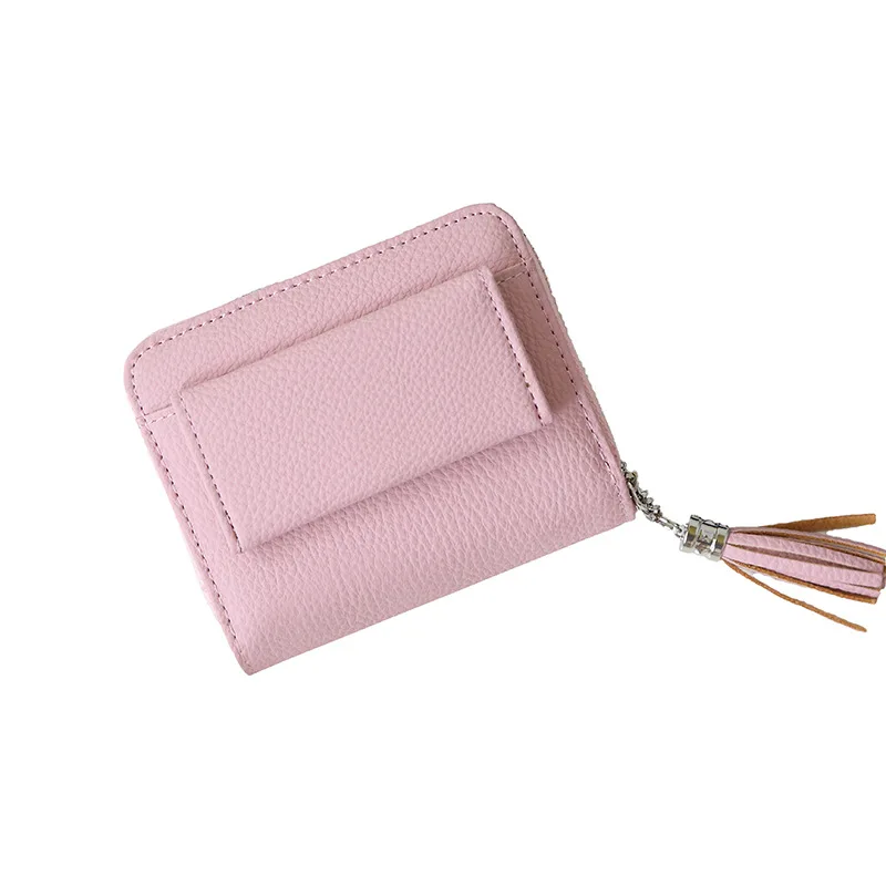 

2020 Wallet Female Short Zipper Hasp Tassel Small Wallet Mini Student Cute Coin Purse