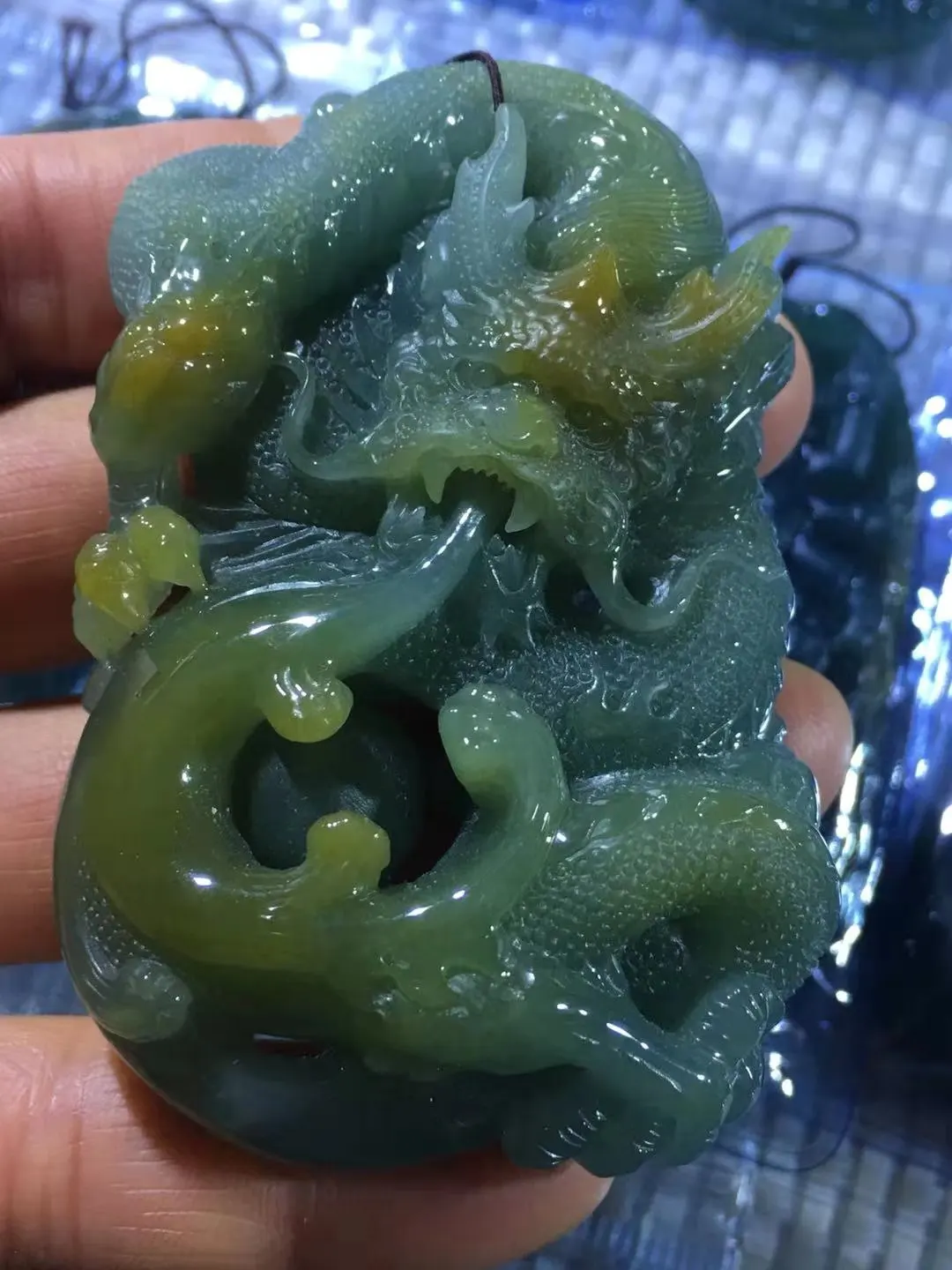 

Natural 7A Myanmar jade Handcarved jade dragon green jade pendant jade necklace men pendants jewelry jade necklaces