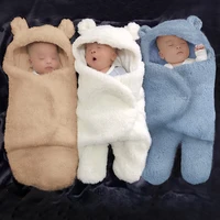 newborn baby blanket swaddle wrap thick warm winter blanket cute bear design lamb wool soft cotton newborn stroller sleep sack