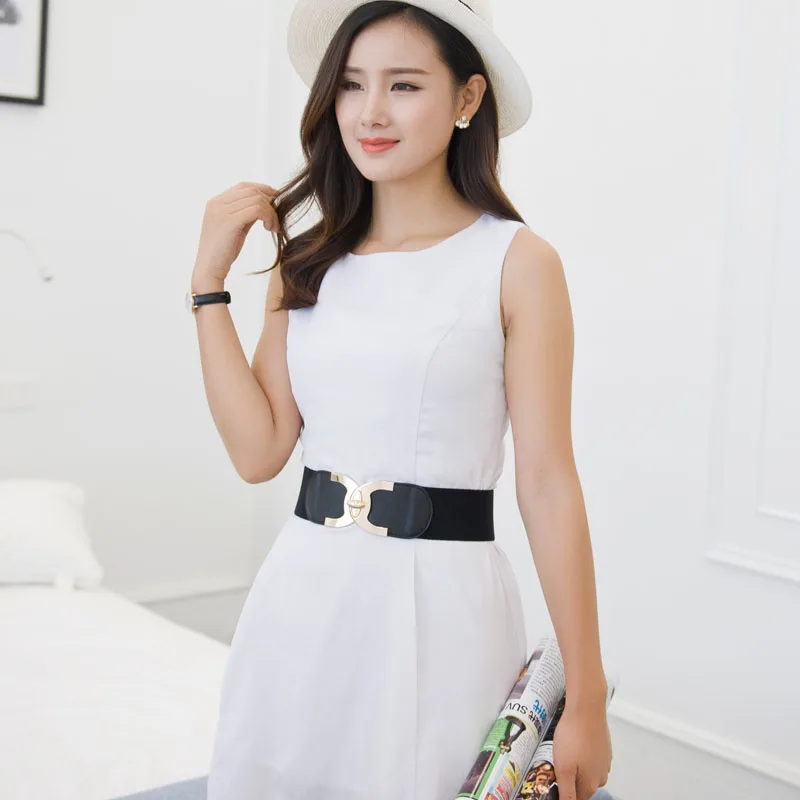 2019 Новая мода корейский стиль Пряжка эластичный широкий пояс-ремень талии
