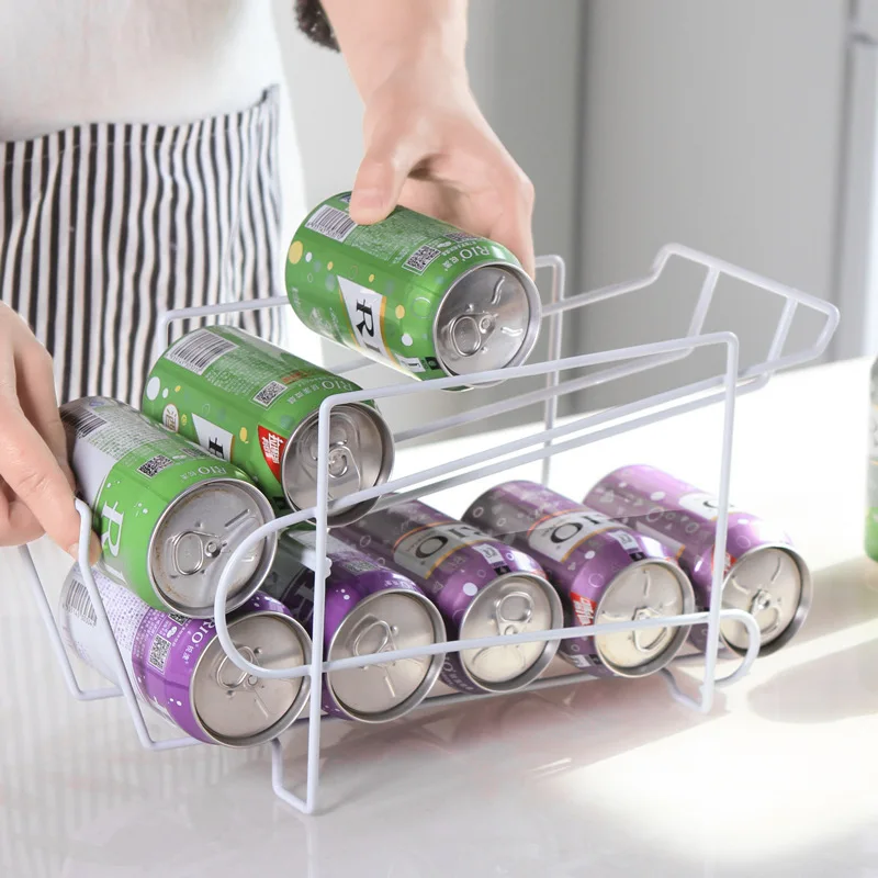 

Cola Soda Storage Rack Kitchen Shelves Metal Beer Storage Organizer Creative Desktop Can Rack