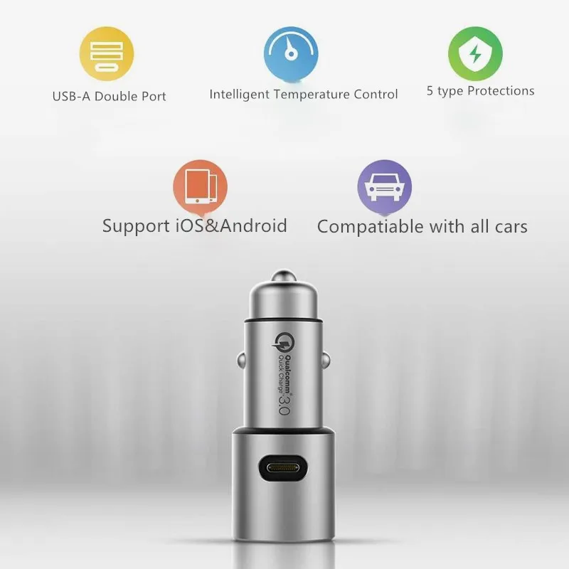 Оригинальное автомобильное зарядное устройство Xiaomi Xiao mi QC3.0 X2 с двумя USB портами