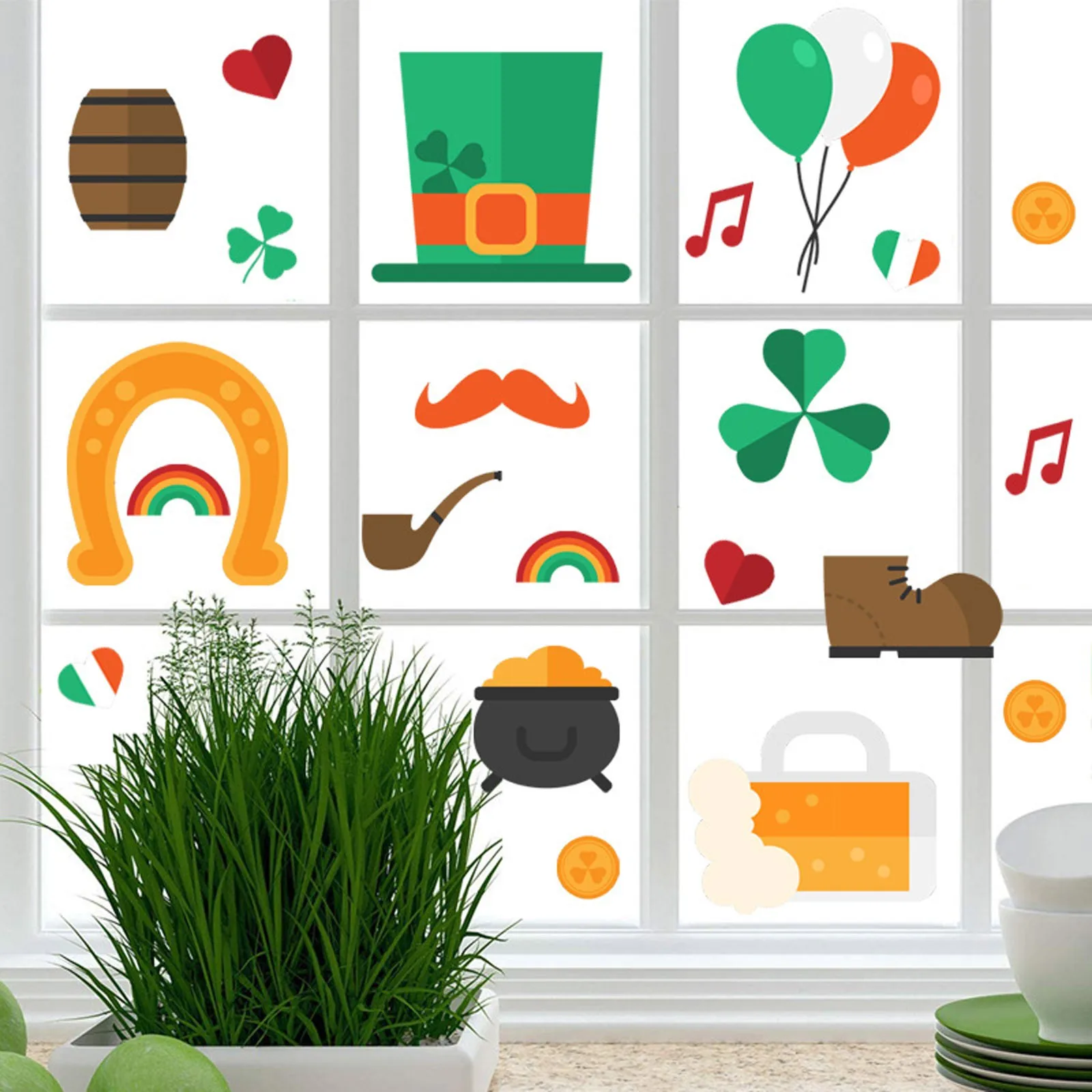 

Набор наклеек на окно ко Дню Св. Патрика, ирландские праздничные настенные наклейки s, украшение на окно ко Дню Св. Патрика