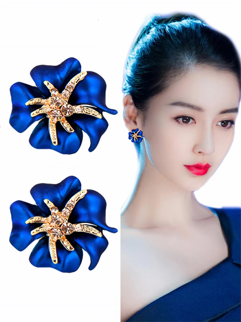 Женские простые серьги-гвоздики корейские геометрические серьги с кристаллами в