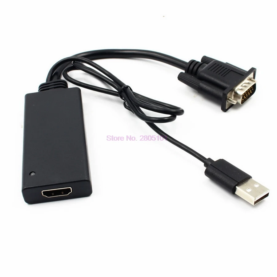 Dhl или fedex 50 шт. VGA к HDMI с кабелем конвертера Auido VGA2HDMI USB звуковой IC и адаптером