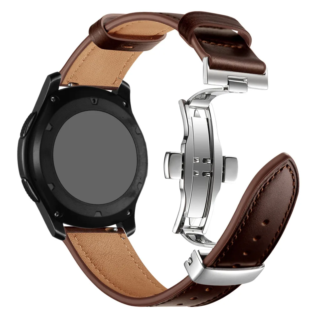 Ouhaobin ремешок для Samsung Gear S3 22 мм с серебряной пряжкой кожаный Смарт Браслет