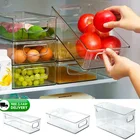 Органайзер для холодильника, складные ящики, прозрачные пластиковые органайзеры, ручки, холодильник, кладовая, кухонный шкаф, контейнер для хранения еды, дома