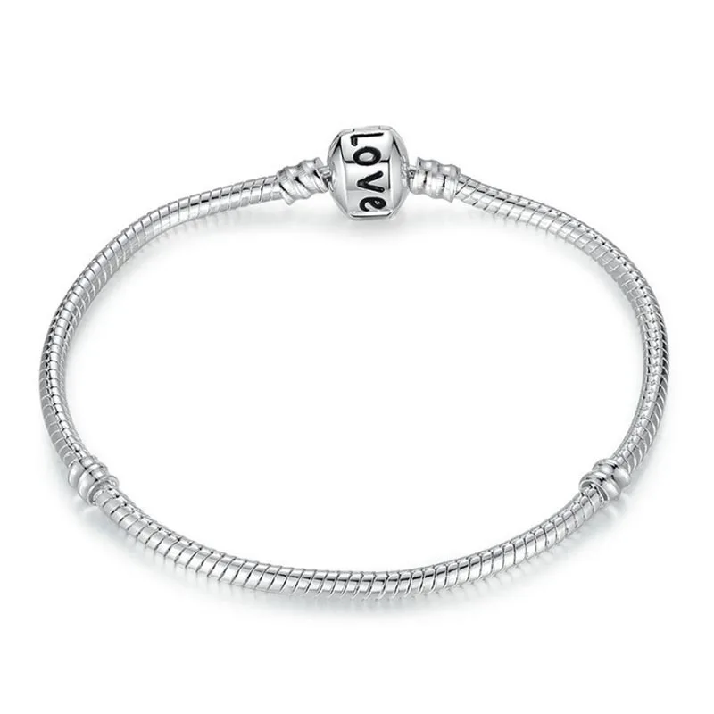 

European basic chain crown small logo diy bare chain Pandora-style classic bracelet snake bone chain