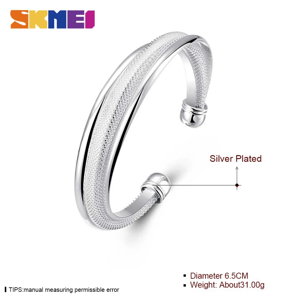

SKMEI 925 Sterling Silver Bracelet For Women Geometrical Silver Bracelet Classic Bangles Jewelry Wholesaler B019
