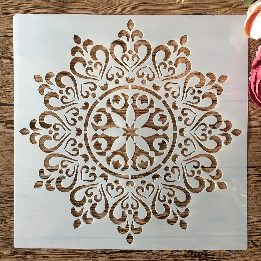 30*30cm Geometry Mandala Heart Crown DIY Layering Stencils Painting Scrapbook Coloring Embossing Album Decorative Template