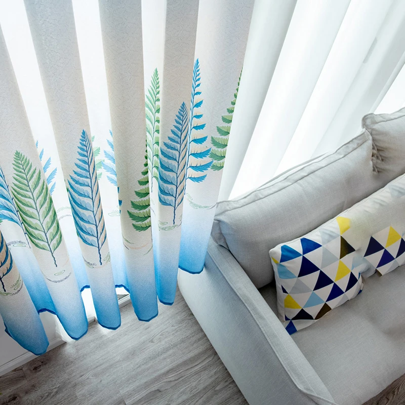 Оконные шторы для спальни кухни занавески с принтом листьев домашний текстиль