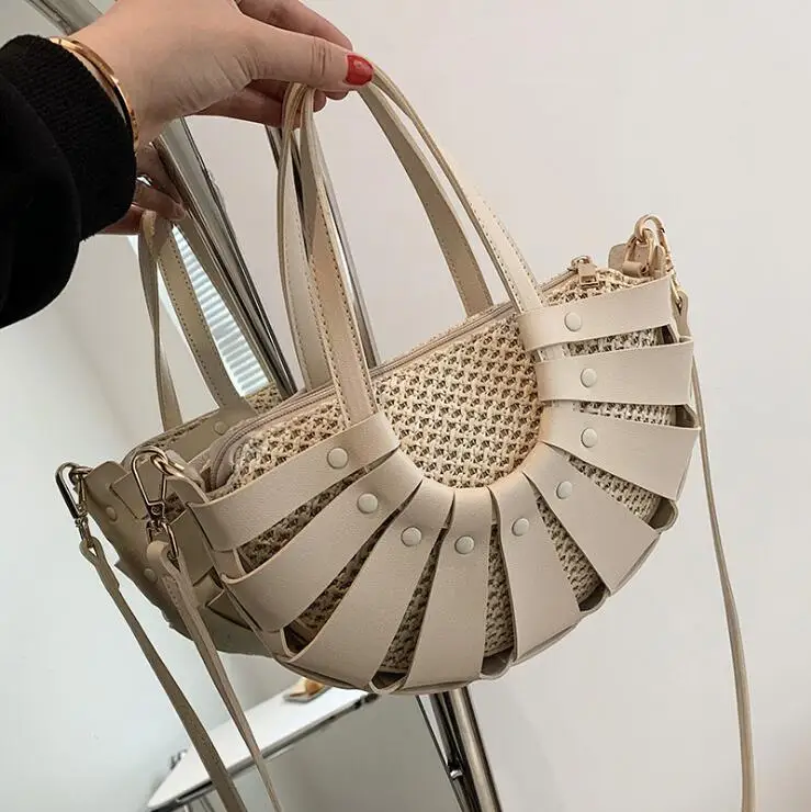 

Fashion Saddle Bags Female Woven Tote Bag Niche Summer Messenger Bag Hhigh-quality PU Leather Handbags Travel Shoulder Bag