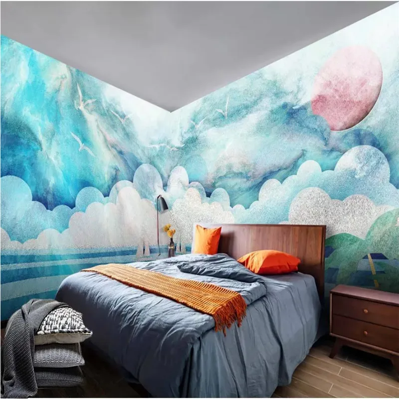 Скандинавская современная детская комната настенная роспись Ручная милые