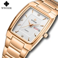watches men wwoor brand casual simple mens quartz clock rose gold square waterproof week display wristwatches relogio masculino