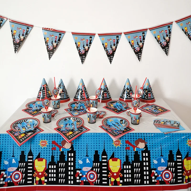 Мультяшная тема супер герой детский день рождения декоративная бумага для