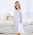 Ночная рубашка принцессы для девочек, кружевное лоскутное платье с длинным рукавом, Детская домашняя одежда, весна-осень, Детская Пижама