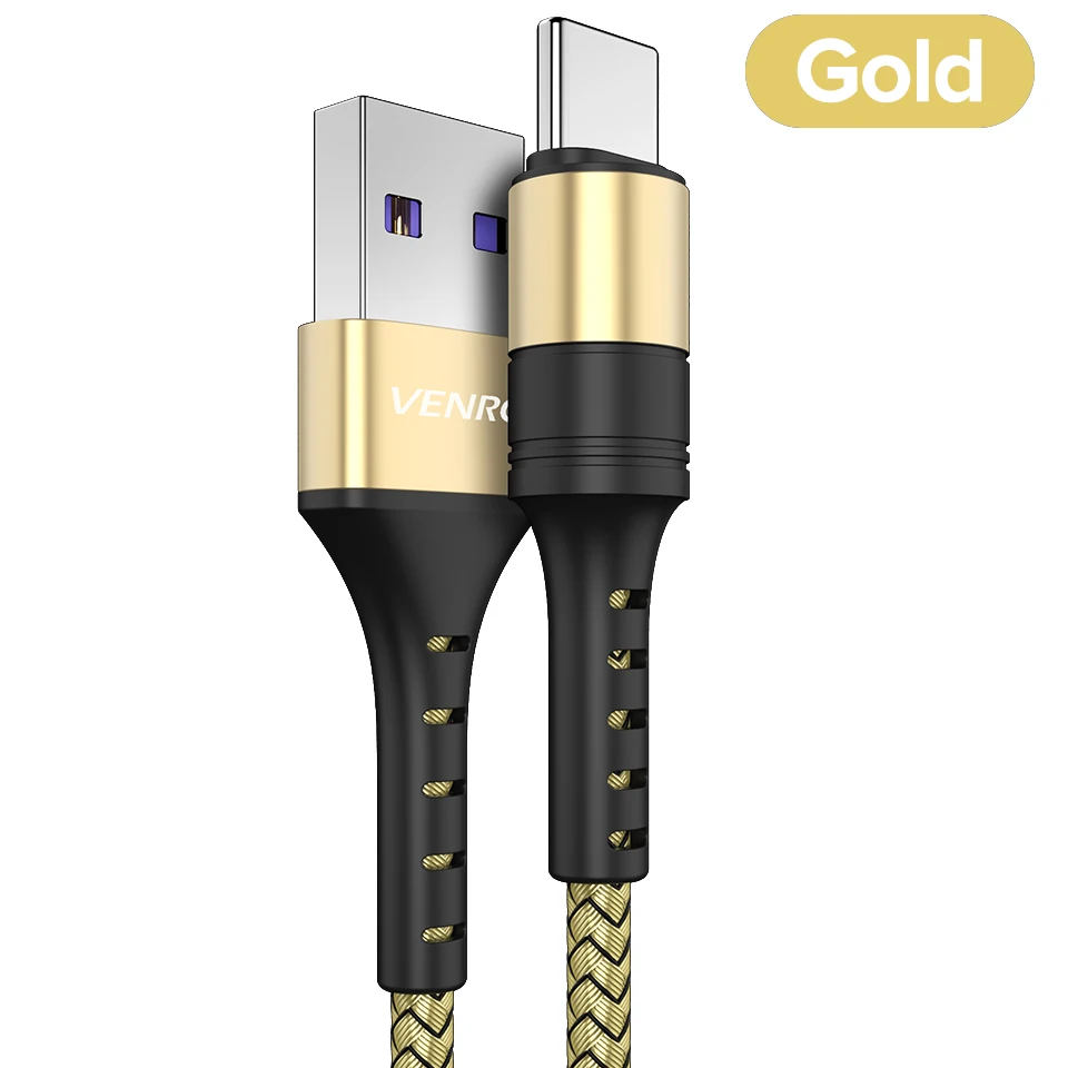 Gold Venroii кабель usb type C 5A Supercharge для huawei mate 20 P30 P20 Pro шнур для быстрой зарядки телефона для Honor 20 10 8 V10 USBC Кабо - Цвет: Gold