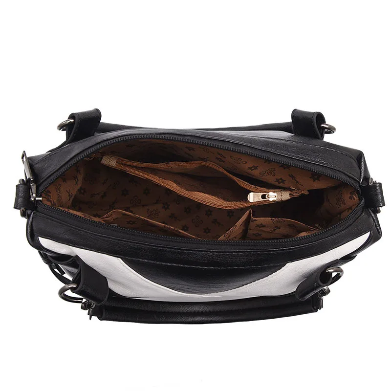 

Bags women's new trendy fashion women's handbags soft leather contrast color large capacity wild ladies shoulderbag tide Fashion