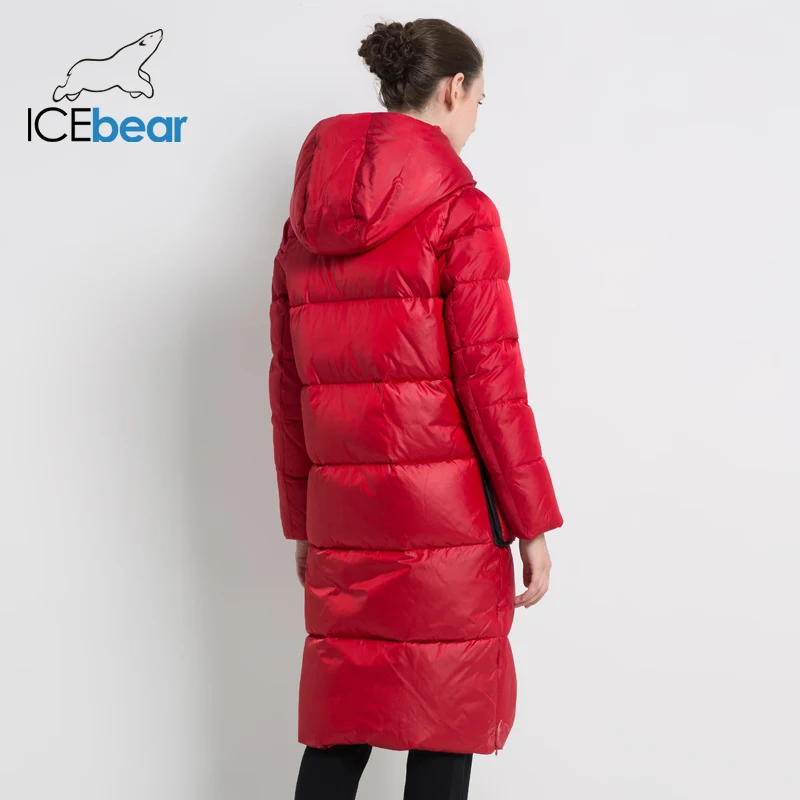ICEbear2019 Новое зимнее женское пальто Большой карманный женский пиджак Стильное женское пальто Длинная женская одежда высокого качества с капюшоном Парки GWD19556