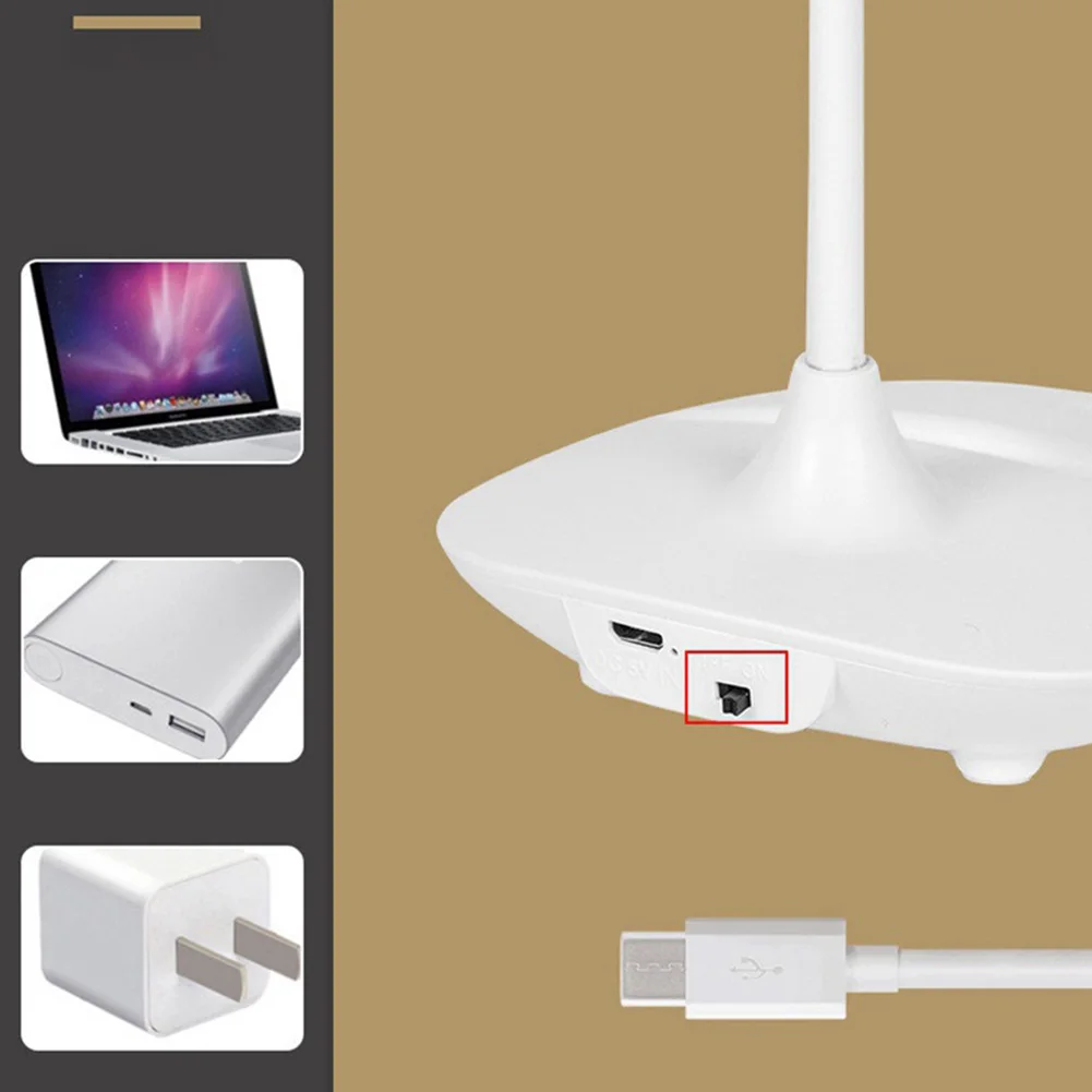 Трогательная Складная офисная Регулируемая яркость ABS USB перезаряжаемая Гибкая Настольная лампа для чтения, светодиодный светильник для спальни