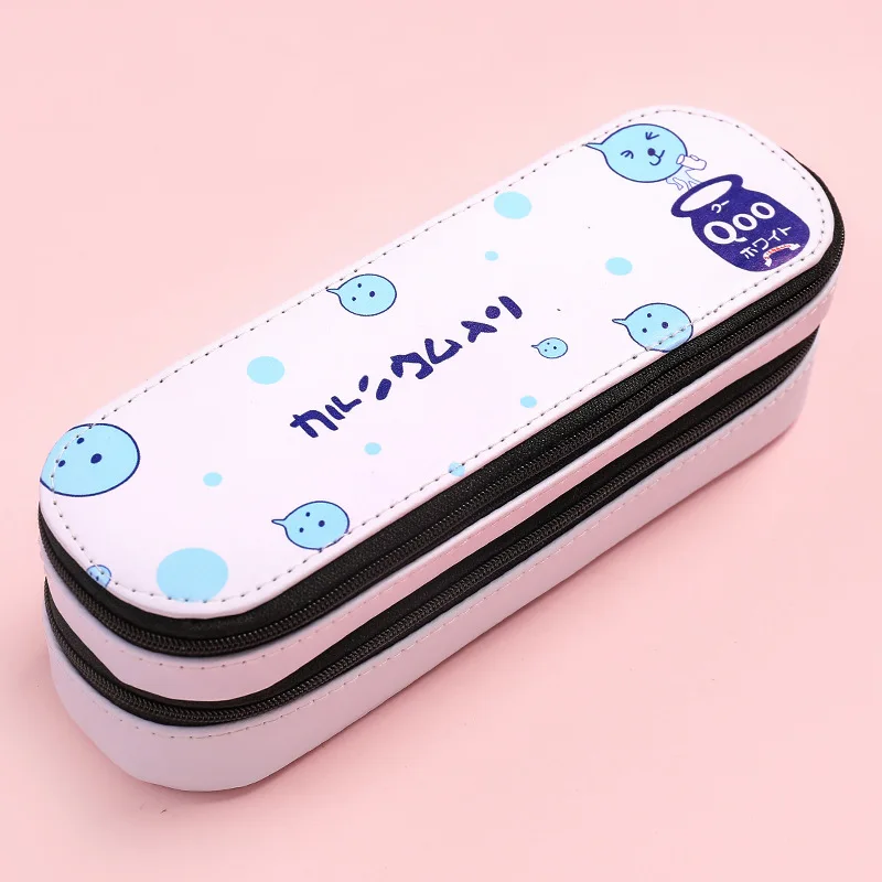 Kawaii мультяшный портативный двухслойный PU пенал большая емкость косметичка для