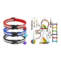 1set adjustable reflective pet collar safety buckle with bell 10pcs bird cage toys for parrots reliable chewable