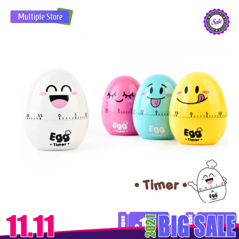 

FGHGF Creative Egg Timer 60 Minutes Cute Cartoon Kitchen Cooking Clock Alarm Mechanical Home Decor hourmeter