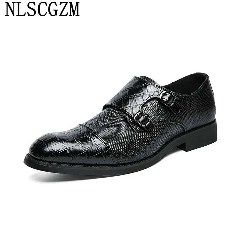 

Туфли мужские классические, двойной ремень, оксфорды, без застежки, классические, для офиса, свадьбы, 2023