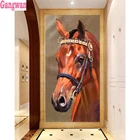 Алмазная картина голова лошади полностью квадратнаякруглая Алмазная вышивка крестиком 5D горный хрусталь картина украшение для дома