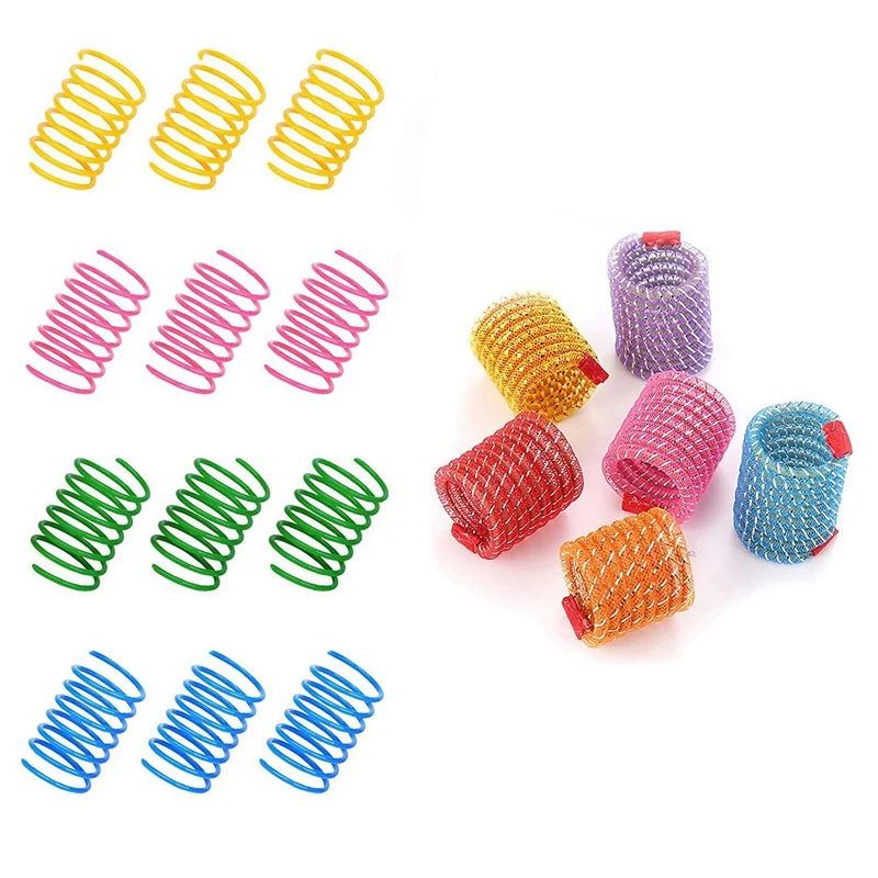 

18PCS Cat Spring Toys Kitten Teething Toys Colorful and Interactive Telescopic Funny Cat Jumping Toy Coil Springs Toys