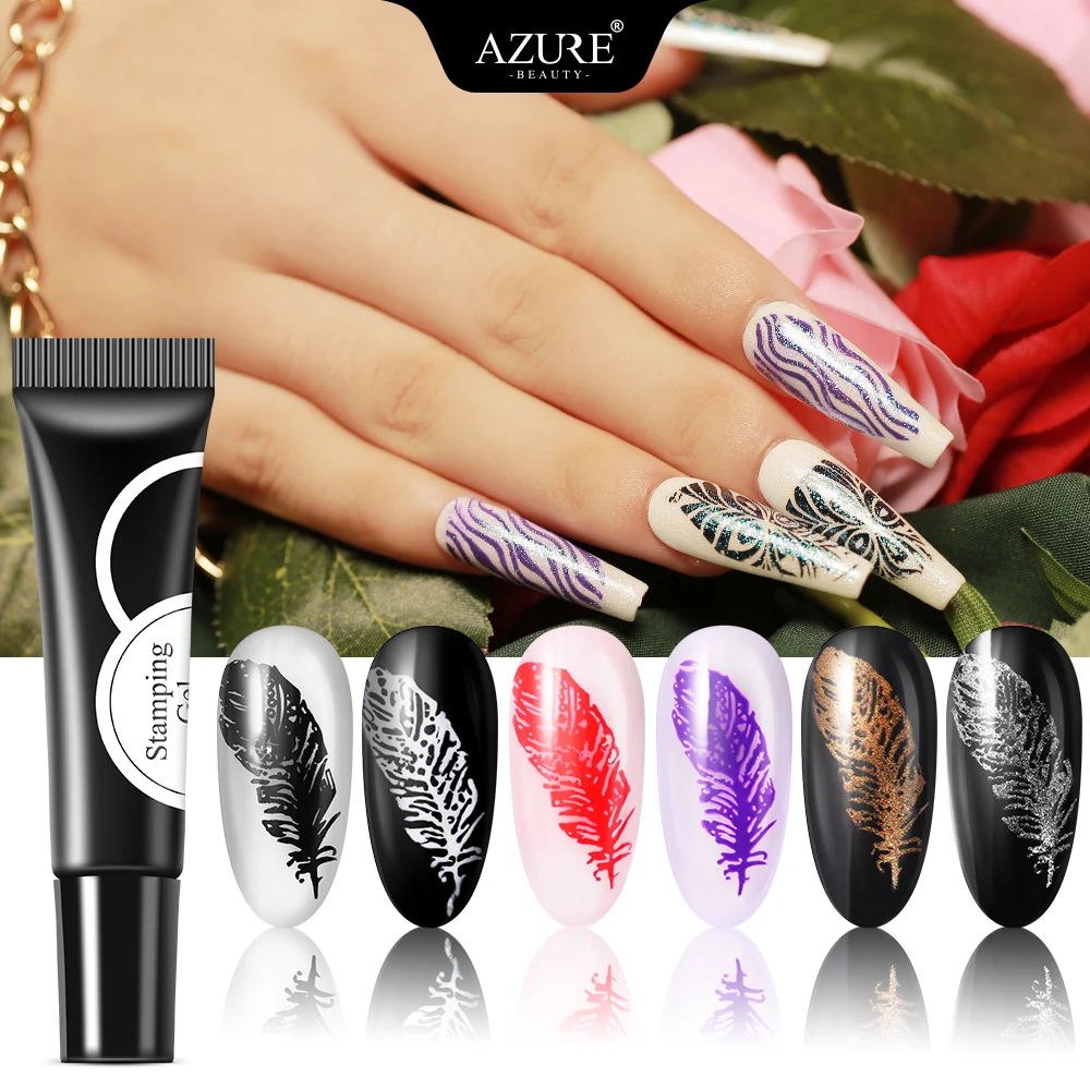 Лак для ногтей Azure Beauty 6 шт./лот Перманентный УФ лак стемпинга Гибридный