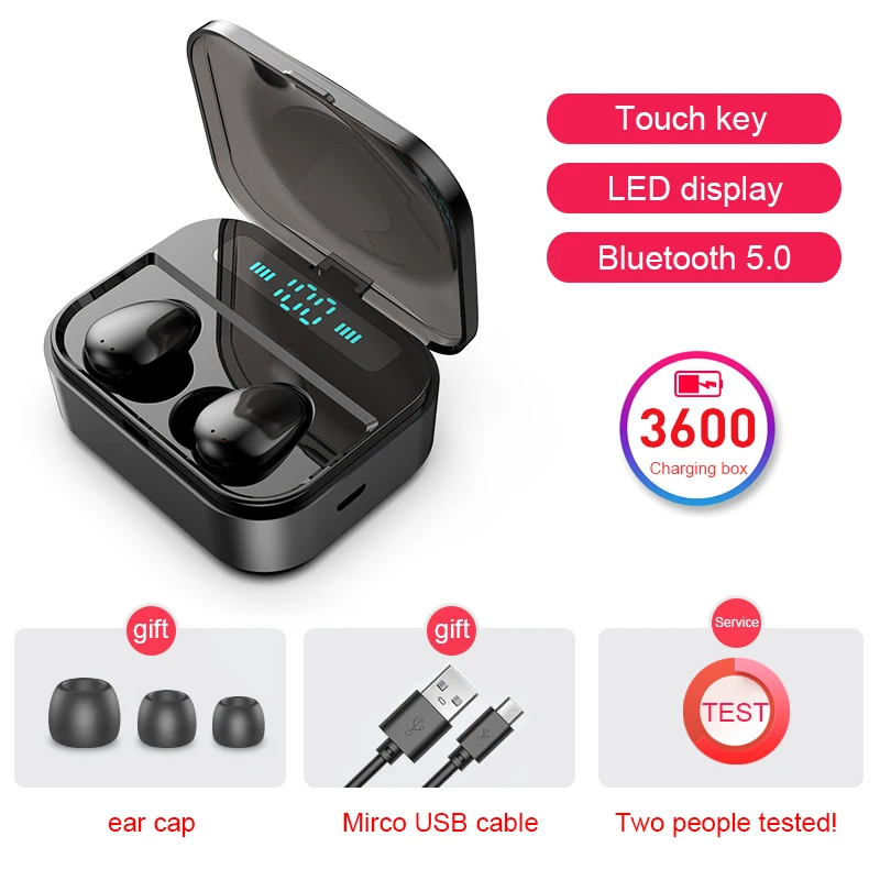 X7-Black Сенсорные TWS, настоящие беспроводные наушники, Bluetooth наушники, водонепроницаемые головные уборы с 3600 мАч, Дополнительный внешний аккумулятор для iPhone, xiaomi, huawei - Цвет: X7-Black